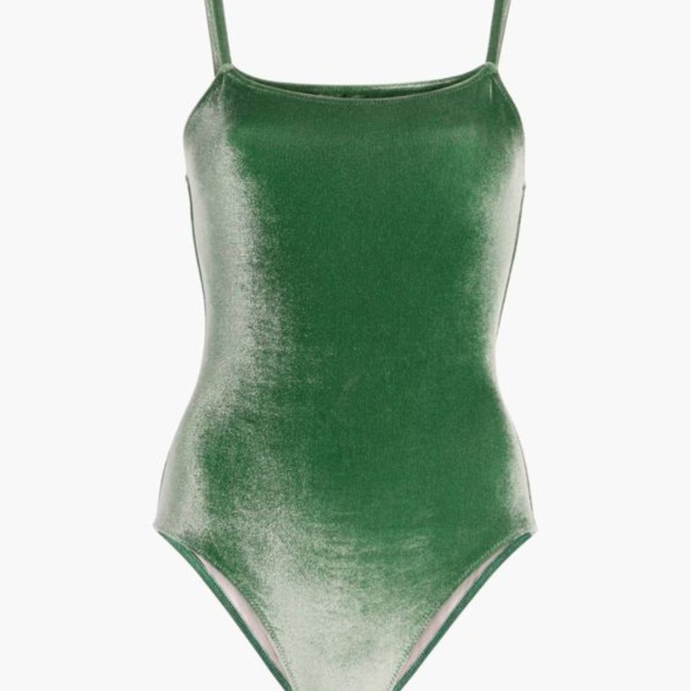 Solid & Striped The Nina Velvet green swimsuit